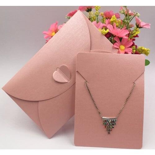 50Set Fashion Pearlescent paper Jewelry Displays Cards Necklace Cards+Love heart Cover Cards Pandent Jewelry Packing Envelope