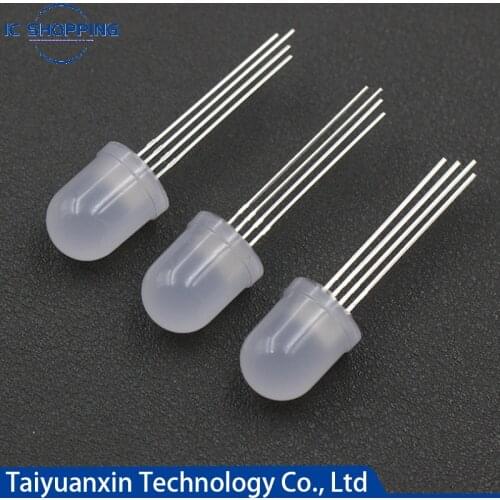 50PCS F10 Light Beads 5mm Full Color RGB Light-emitting Diode Three-color Red Green and Blue Multicolor Anode Cathode Round LED