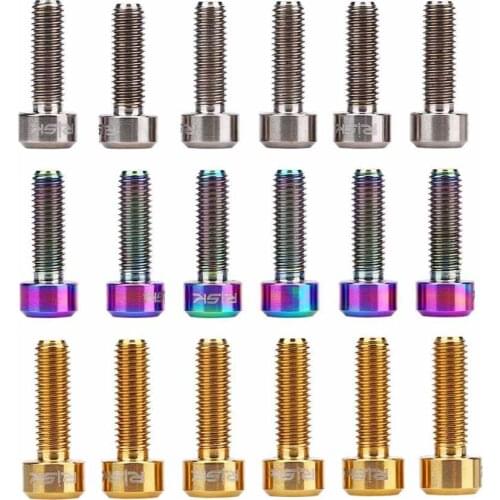 6pcs M5 x 16 18mm Titanium Alloy Bike Stem Bolts Cycling Handlebar Stem Bolts Bicycle Stem Screws for MTB / Road Bicycle Stem