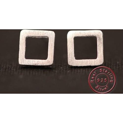 Amxiu Fashion Square Stud Earrings 925 Sterling Silver Earrings Jewelry Small Earrings For Men Women Students Ears Accessories