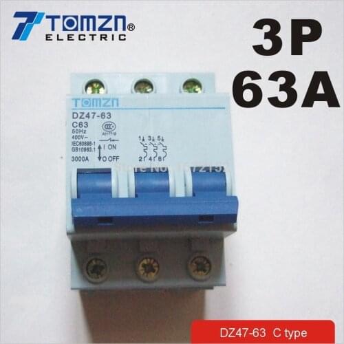3P 63A 400V~ 50HZ/60HZ Circuit breaker MCB C TYPE