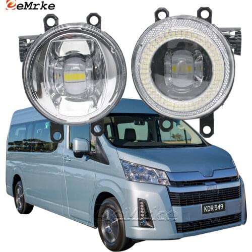 2in1 LED Angel Eye Daytime Running Lights DRL + Cut-Line Lens Fog Lights for Toyota Hiace H300 2019 2020 Pack of 2