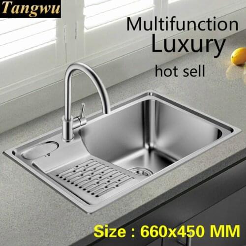 Free shipping Standard individuality kitchen single trough sink food grade 304 stainless steel hot sell 660x450 MM