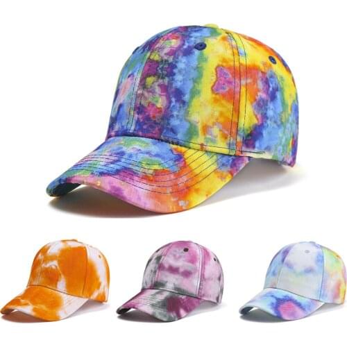 New Fashion Women Tie Dye Cap Multicolor Irregular Print Baseball Cap Female Outdoor Streetwear Summer Caps