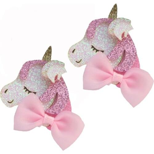 10pcs Glitter Powders Unicorn Patches For Crafts Applique DIY Headwear Hair Clips Accessories Headbands For Girls