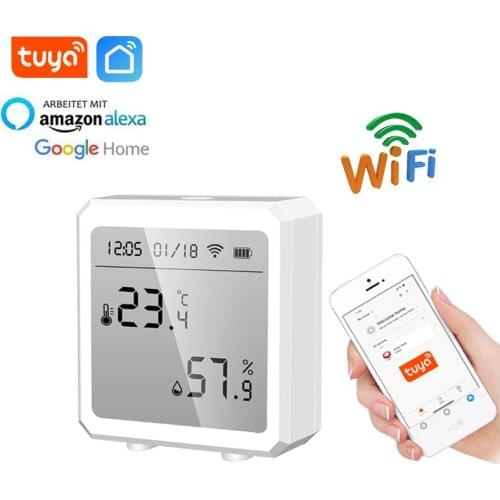 Tuya WiFi Temperature Sensor Humidity Detector Indoor Smart Hygrometer Thermometer With LCD Display Support Alexa Google Home