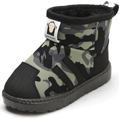 Children Boots Kids Shoes Winter Plush Warm Cotton Baby Snow Shoes For Girls Antiskid Soft Fashion Camouflage Boys Short Boots