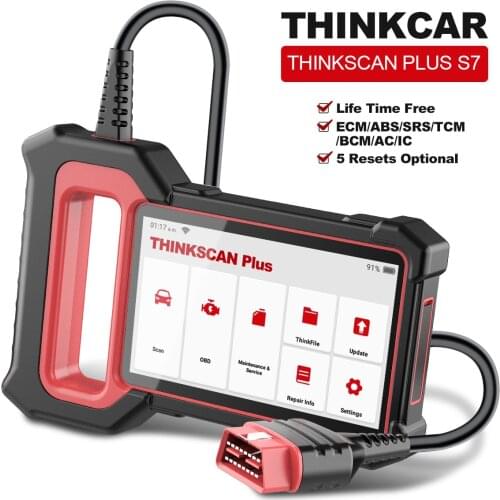 THINKCAR Thinkscan Plus S7 Diagnostic Tools Car Obd2 Scanner ECM/ABS/SRS/TCM/BCM/AC/IC System 5 Resets Free Lifetime Autotools