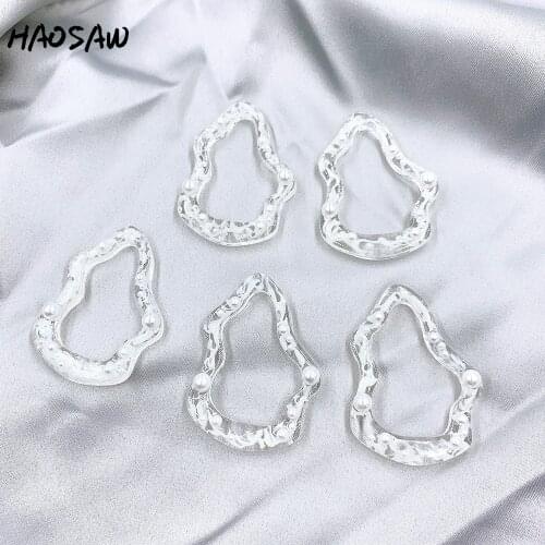 HAOSAW 28*39MM 4Pcs/Lot Geometry Shape/Artificial Pearl/Resin Stick/Drilled/Hand Made/DIY Jewelry Making/Jewelry Accessories