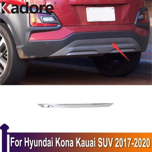 For Hyundai Kona Kauai SUV 2017 2018 2019 2020 Chrome Car Rear Trunk Bumper Trim Bottom Back Protector Sill Strip