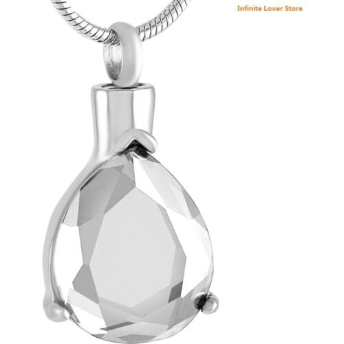 IJD9410 Wholesale Elegant Crystal Teardrop Cremation Urn Necklace for Ashes Keepsake Pendant Memorial Jewelry+Fill Kit