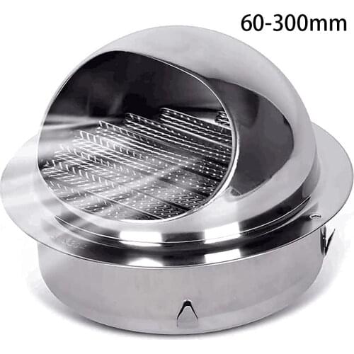 Stainless Steel Hood Waterproof Exhaust Cap Rain Cap Round Brushed Bull Nosed External Extractor Wall Vent Outlet Wind Vent