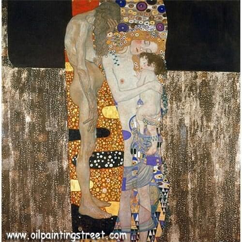 OiL Painting reproduction on Linen Canvas,The three age of woman by gustav klimt,100% handmade,free Fast Shipping,Museam Quality