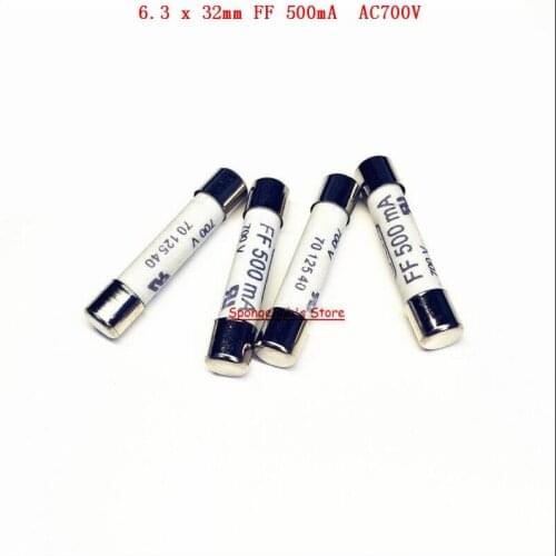 2pcs/Lot 6.3 x 32mm FF 500mA 700V SIBA Ceramics Fuse DMI-Fuse 70 125 40