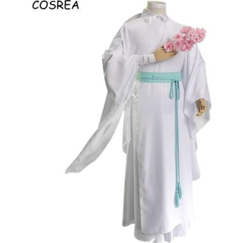 Cosrea Anime Tian Guan Ci Fu Cosplay Xie Lian Costume Hua Cheng Han Fu Xielian Kimono Bamboo Hat White Outfits Disfraz Unisex