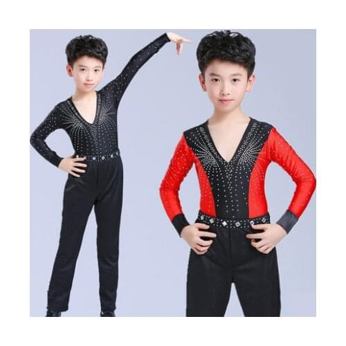 The young boy Latin dance costumes new childrens Latin dress and childrens dance performance in a long sleeve test suit