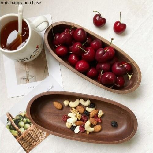 Creative Wooden Fruit Nut Box Luxury Home Boat-shaped Candy Storage Tray Multifunctional Small Object Food Storage Box Kitchen