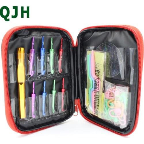 QJH Brand 2017 New 8pcs Soft Handle Rainbow Weave Crochet Hook knitting Needle Tool 2.5-6.0mm DIY Sweater Weaving Tool Needle011