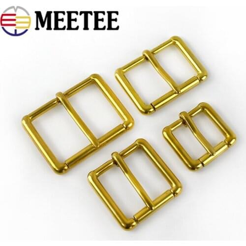 Meetee 2/5pcs ID20/25/32/38mm Brass Roller Pin Buckles Copper Belt Buckle Head DIY Bags Strap Adjust Pins Hook Luggage Hardware
