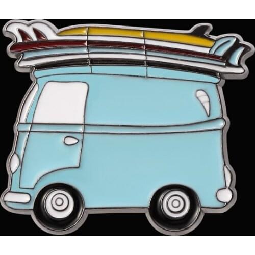 Fashion Transportation Brooch Enamel Blue Car Badge Scarf Jacket Button Enamel Pin for Children Kids Accessories