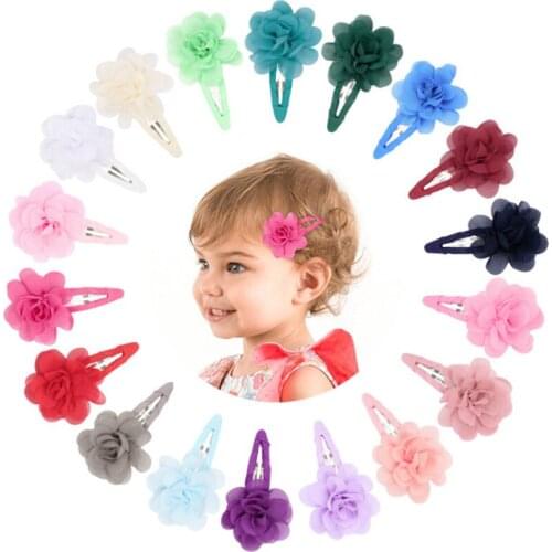 10pcs/lot Fashion Cute Flower Kids Hairpins Girls BB Hair Clip Hair Accessories Chiffon Children Hair Barrette Princess Headwear