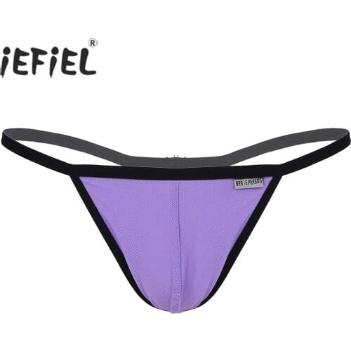 Men Breathable Bulge Pouch Sexy G-string Thongs Low Waist Panties Underpants Elastic Waistband Open Butt T-back Underwear