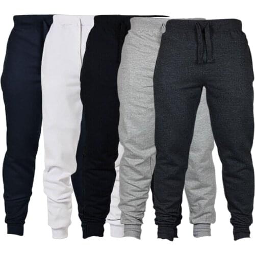 Men Autumn Winter Solid Color Drawstring Pocket Ankle Tied Pants Sports Trousers