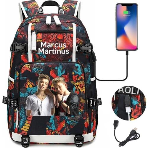 Marcus and Martinus School Bags Women Men Backpacks Laptop Travel Bags Multifunction USB Charging Backpack Mochila