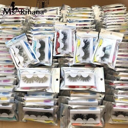 25 MM Fake Eyelashes Set Fluffy Mink Lashes With Eyelash Brush Tweezers Wholesale Dramatic 8D Lash Extension Supplies Makeup