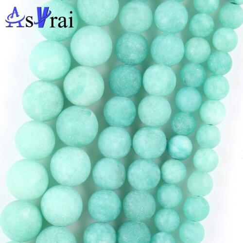 Natural Stone Matte Amazonite Spacer Loose Round Beads For Jewelry Making 6/8/10mm Diy Bracelets Accessories 15"