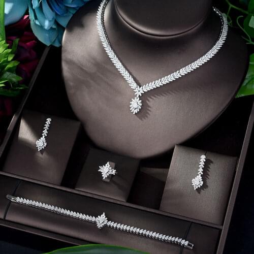 HIBRIDE Latest Fashion Women Wedding AAA Cubic Zirconia Necklace Earring Dubai Jewelry Set Jewellery Addict Bijoux Femmel N-1169