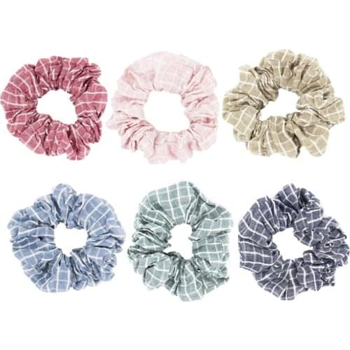 New arrival Fashion women lovely plaid Hair bands ladys vintage hair scrunchies girls hair Tie Accessories Ponytail Holder