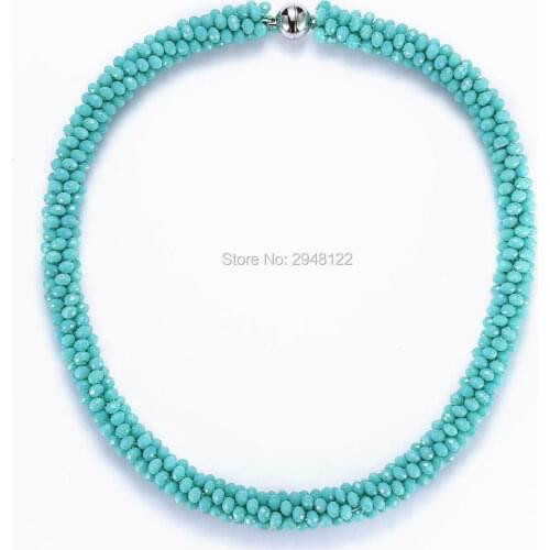 BEADSLAND Handiwork Crocheted Classic Glass Beads Necklace Fashionable Jewelry Woman Gift