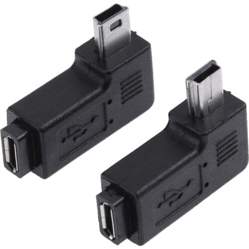 2Pcs Micro USB Female to Mini USB Male Adapter Mini USB Female to Micro USB Male Connector Left/Right Angle 90 Degree L Shaped