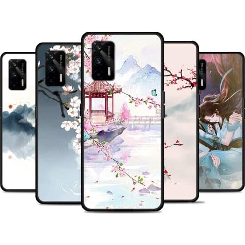 Chinese Style Scenery For Realme 8 GT Neo Flash Edition Explorer Master Q3 Pro Narzo30 C21 C20 C11 C20A C21Y Phone Case