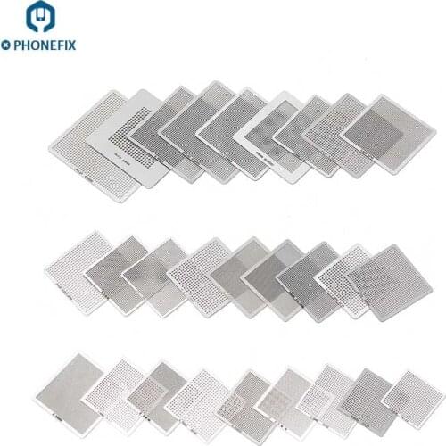 PHONEFIX 36 Pcs Full Set BGA Reballing Stencil Kit for Phone Universal BGA IC Soldering Rework Directly Heated Tin Planting Net