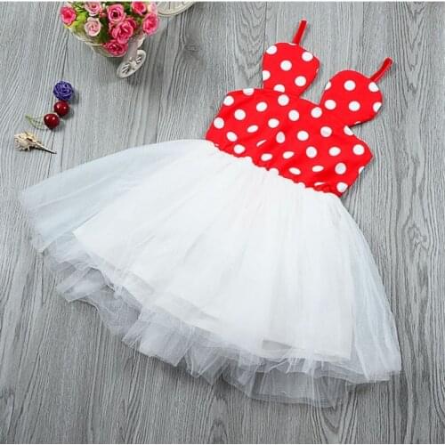 Girls dress summer new cotton polka dot printing net yarn suspenders princess dress cute girl Vestidos 2-6 years kids clothing