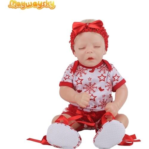 Maywaysky 18" Realistic Alive Newborn Silicon Sleeping Baby Doll For Sale Soft Body Real Reborn Doll With Cloth
