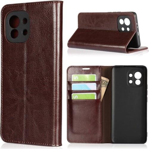 Deluxe leahter case for Xiaomi Mi 11 Flip Cover Protective Case capa fundas coque