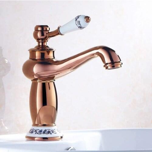 Bathroom Sink Faucet Rose Gold Brass Cold & Hot Bathroom Faucet Chrome/Gold/Black Water Mixer Water Tap Brass Basin Faucet Mixer