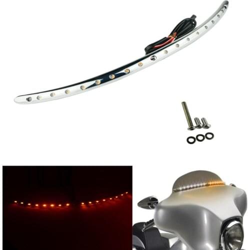 Motorcycle Windshield Trim Turn Signal LED Light Chrome For Harley Touring Electra Glide Glide Ultra Limited 2014-2016-18