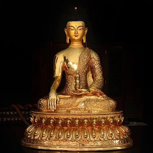 TOP GOOD # 33CM TALL # HOME Talisman efficacious Protection # Tibetan Nepal Buddhism Mitukpa Buddha Gilding brass statue