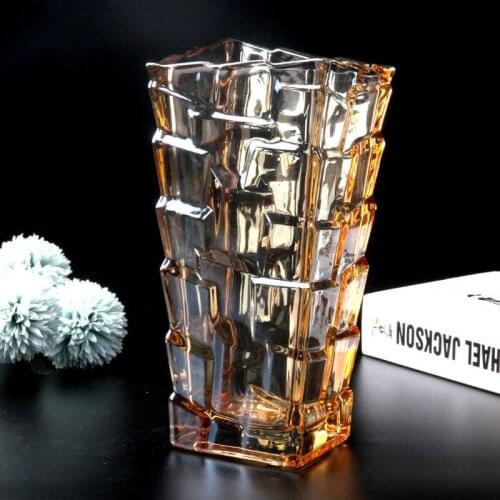 European Style Crystal Glass Vase Transparent Striped Vase Living Room Flower Arrangement Decoration Size 25CM*12CM