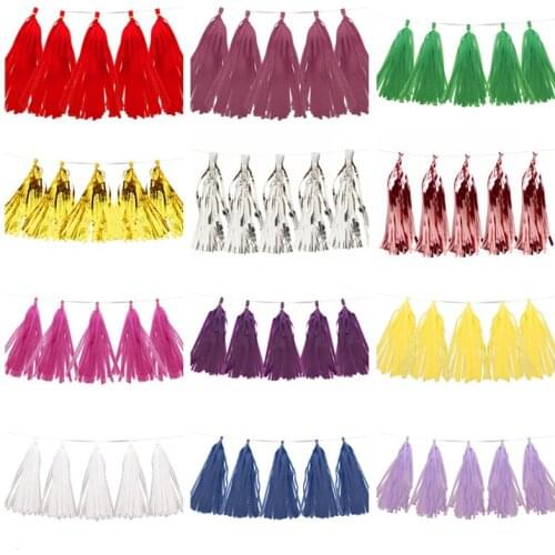 WALMD 14inch 35cm 10pcs Rose Gold Tassel Tissue Paper Tassels Party Wall Hanging Decoration Wedding Garland Birthday Bunting