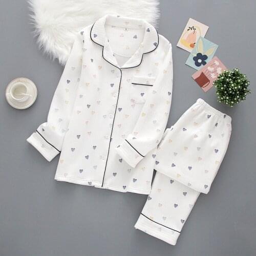 Japanese ladies pajamas set 2020 new autumn and winter air cotton layer thickening long-sleeved cute home clothes pure cotton