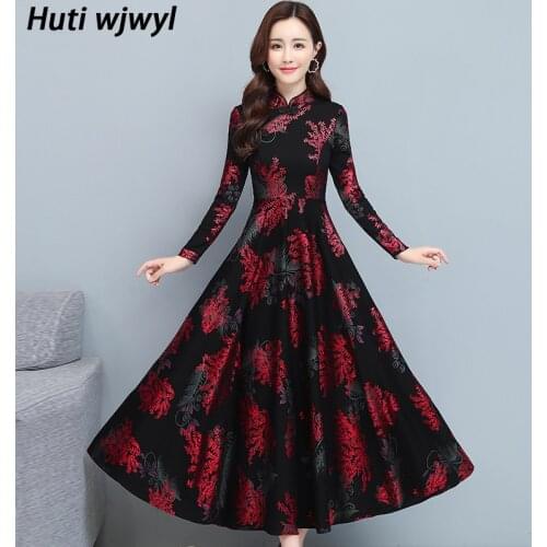4XL Plus Size Spring Autumn Long Sleeve Dress 2021 Vintage Black Midi Dresses Elegant Women Bodycon Party Evening Maxi Vestidos