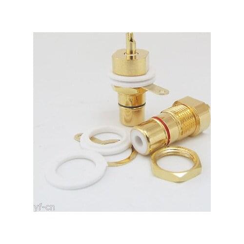 1pair CMC Gold Plated Copper RCA Female Phono Jack Panel Mount Chassis Connector