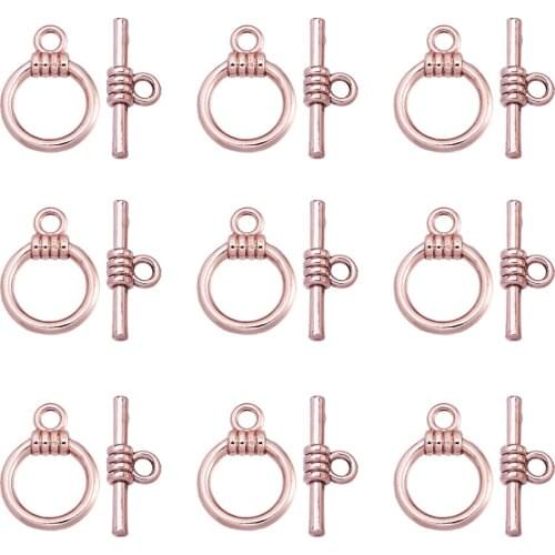 10Sets Tibetan Alloy OT Toggle Clasp Sets Rose Gold Color Toggle T-Bar Clasps for Necklace Bracelet Jewelry Making