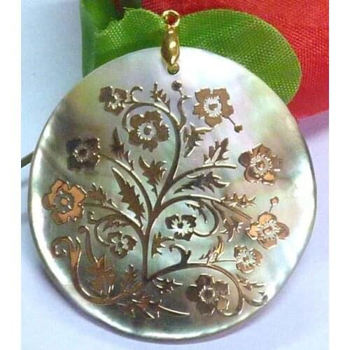 2015 Stunning Fashion 50 x50mm abalone shell pendant and flowers hope you have a good mood Wholesale and retail