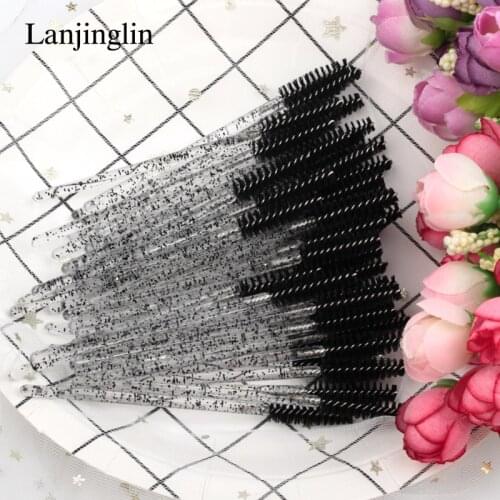 5/50pcs Disposable Brush Crystal Eyelash/Eyebrow Makeup Brush Diamond Handle Mascara Wands Eyelash Extension Tool maquiagem
